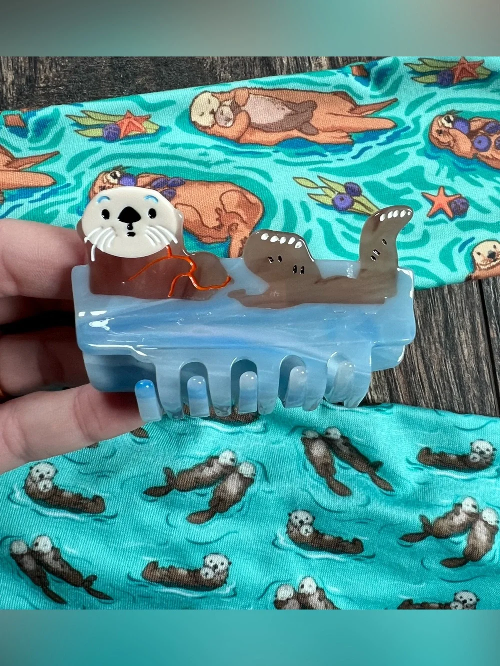 Sea otter hair clip, otter hair clip, ocean hair clip